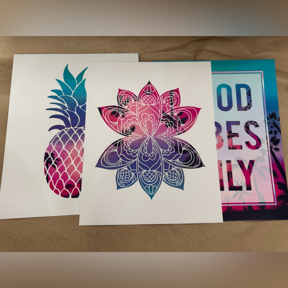 3-Piece Motivational Photo Print Set | Tropical Vibes | Home Decor